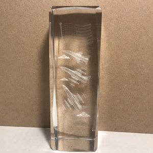 3D Patriotic Flag Laser Etched Glass Paperweight